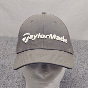 TaylorMade Golf Hat Gray Embroidered Logo Strapback Golfcore Athleisure Dad Cap